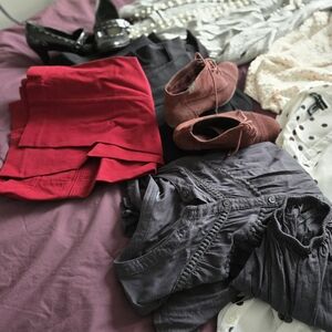 Complete Work Wardrobe Wuth Pants, Blouses, Sweaters And Shoes